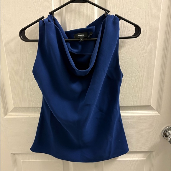 Theory Blue Asymmetrical Sleeveless Tank Top - Picture 1 of 5